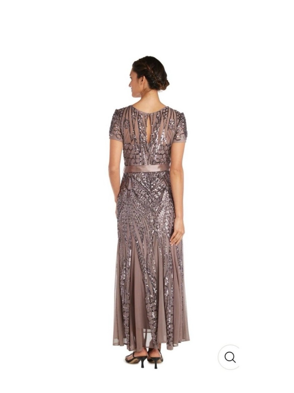 R & M Richards NY Maxi Dress Purple w Embellishment and Satin Waist Tie size 16